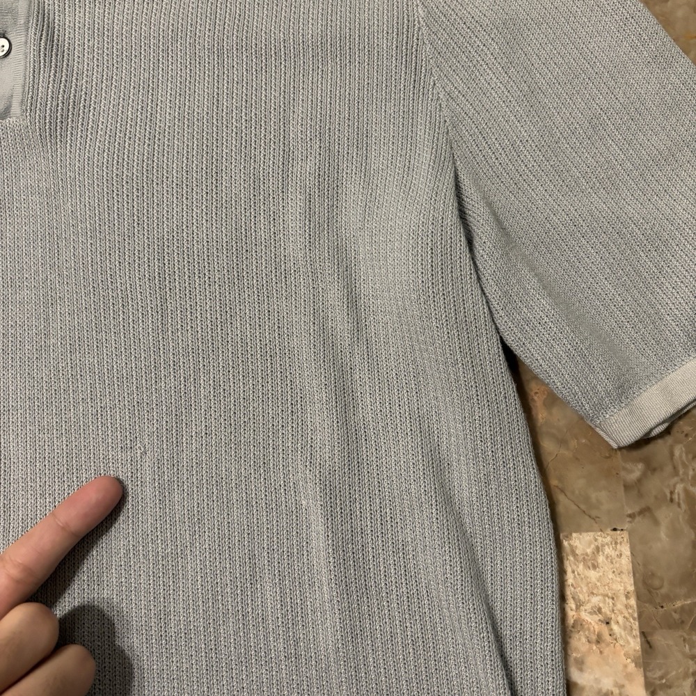 Rag & Bone Harvey Polo Shirt Mens Large Green Short Sleeve Split Hem Knit - Picture 5 of 10